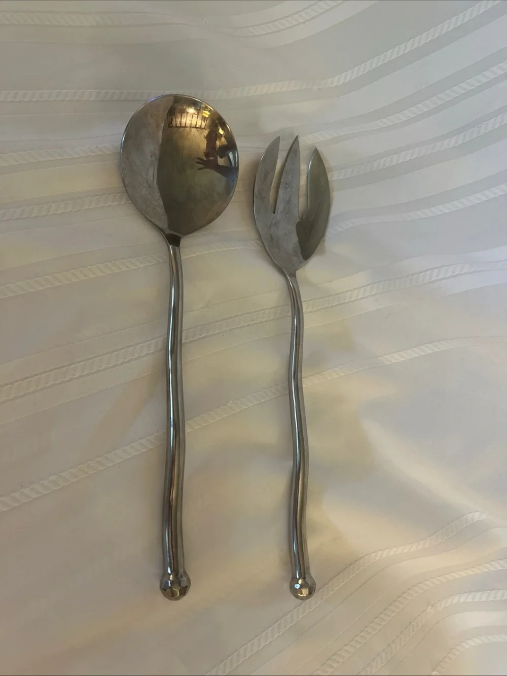 Isabel Lam Scalloped Serving Set Salad Serving Ware Silver Ocean Wave Postmodern